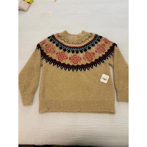 Altar'd State Tan Multi Color Patterned Sweater - Picture 1 of 6